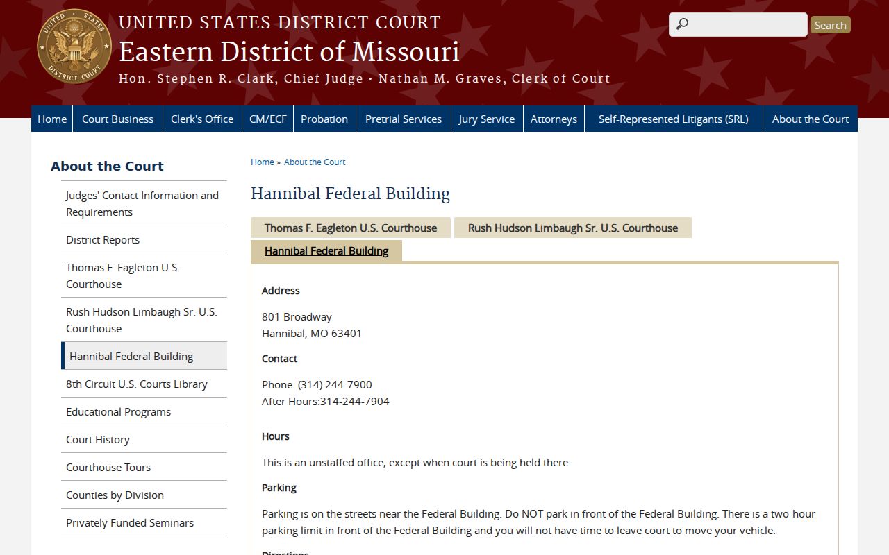Marion County Hannibal court docket federal building distinction for court records