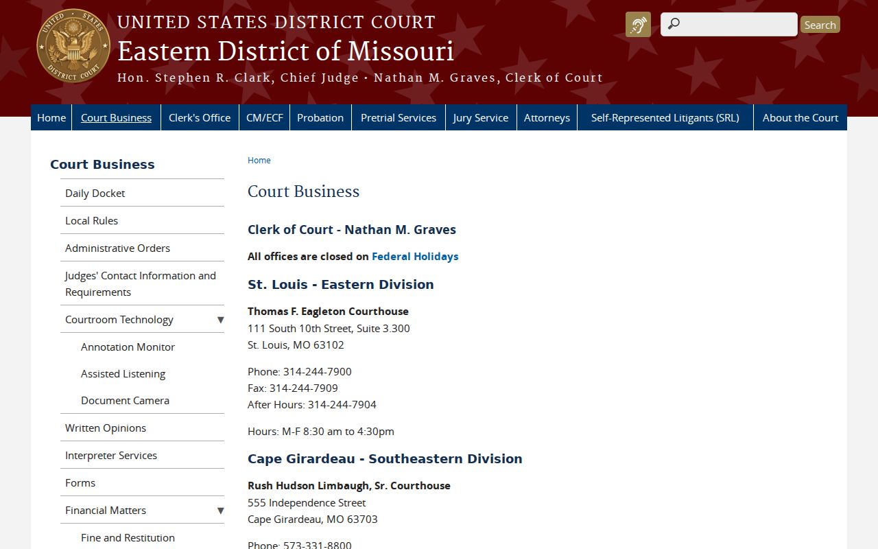 Marion County Hannibal court docket federal court business information