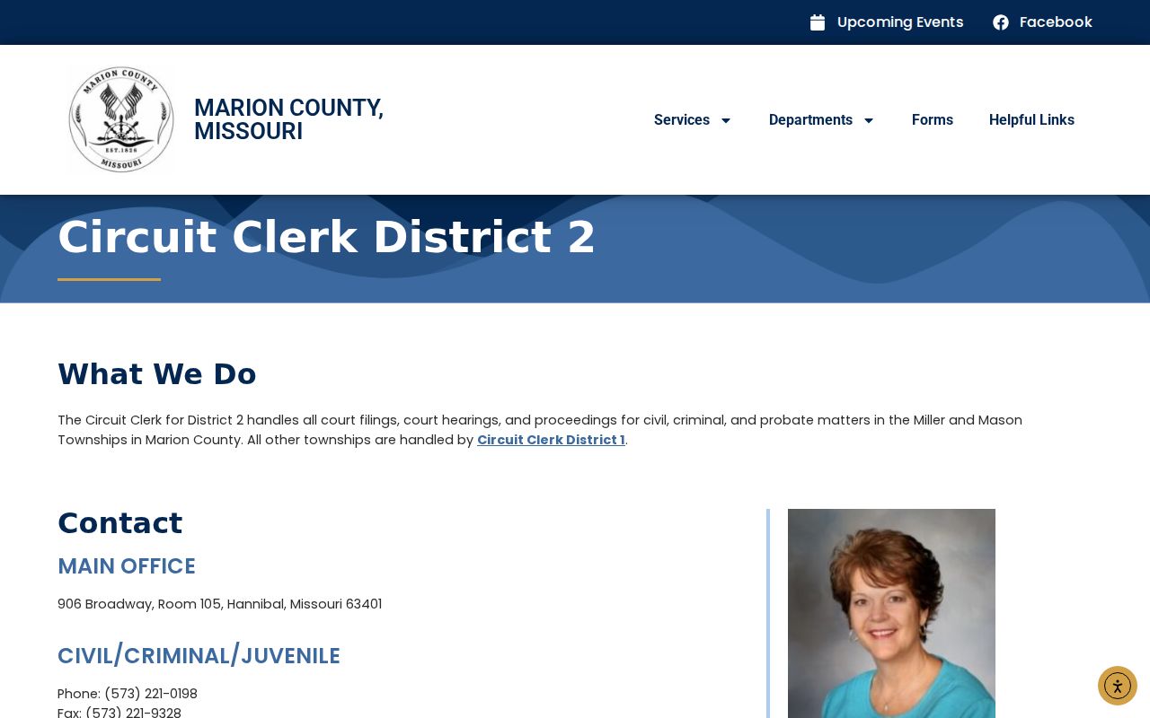 Marion County court docket District 2 clerk records office