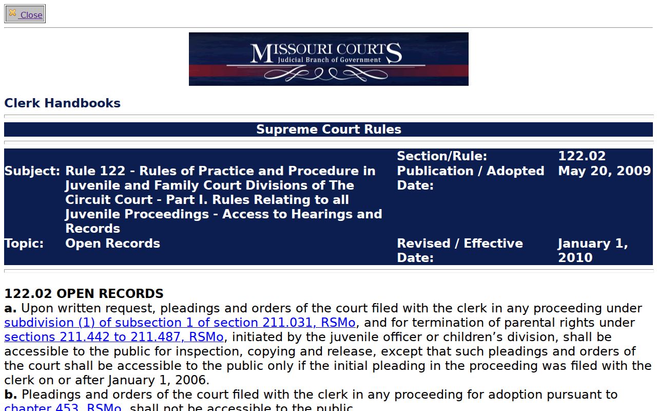 Marion County court records juvenile access rule