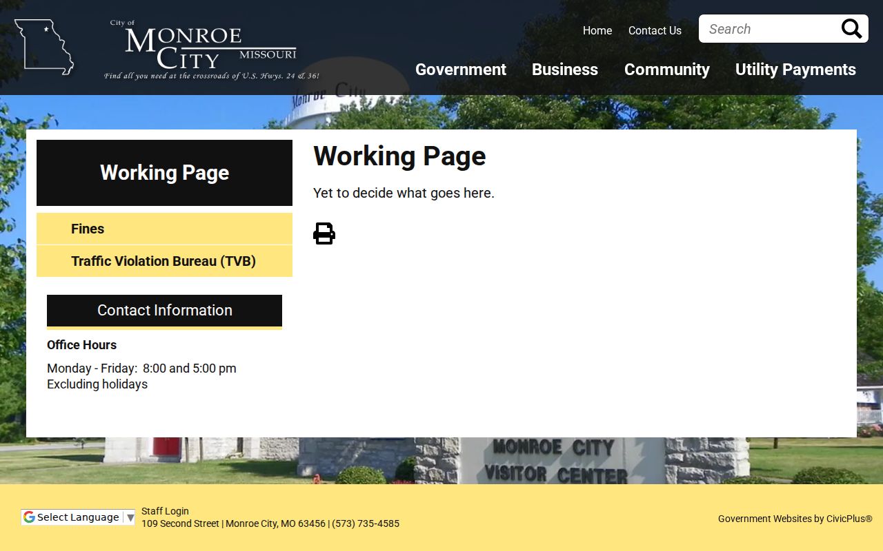 Monroe City court docket municipal court page access